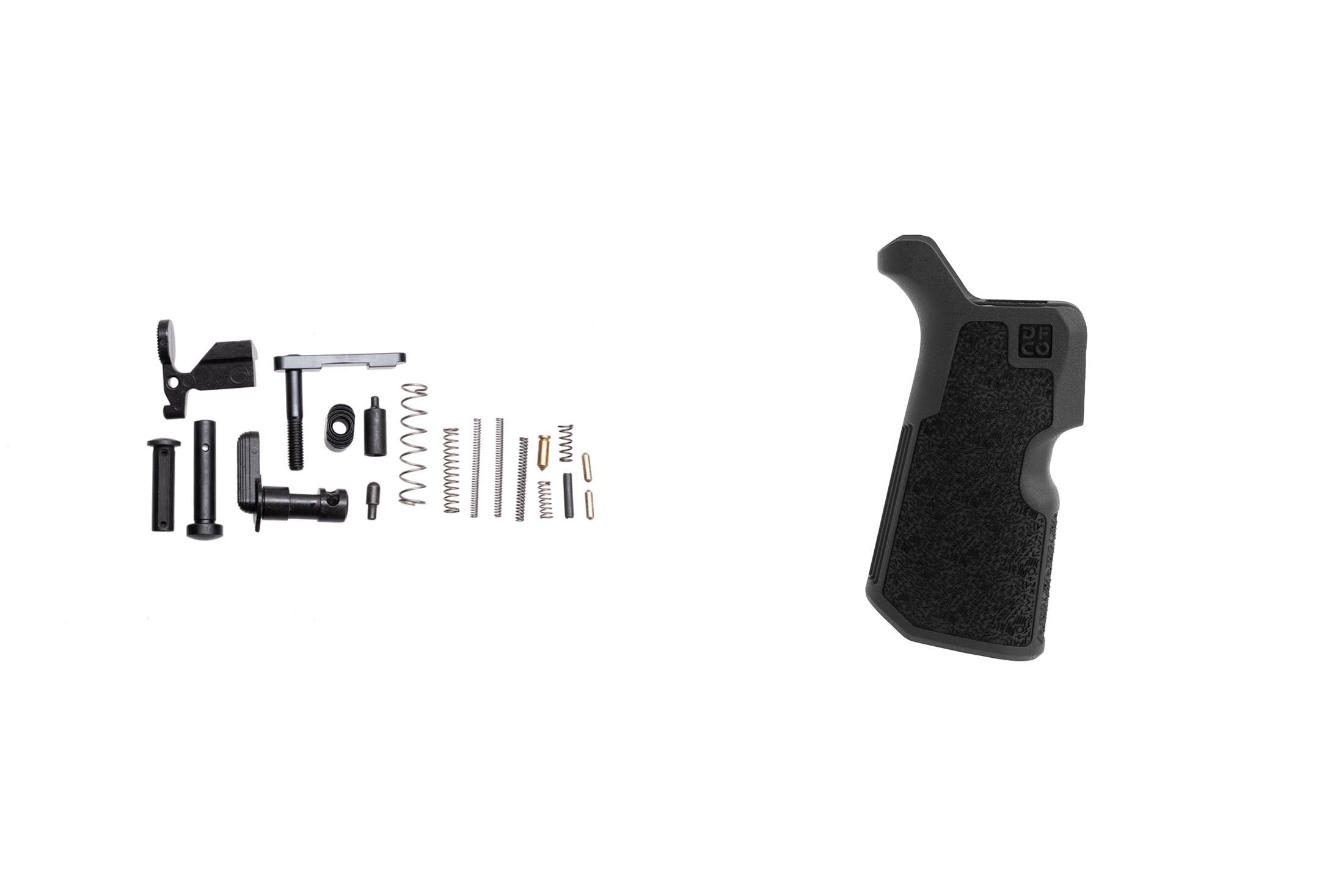 Expo Arms Mil-Spec Builder AR-15 Lower Parts Kit & Die Free Co Kung Fu Pistol Grip - Black